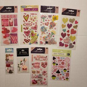8 Scrapbook Stickers Lot Bundle Love Valentine's Day Hearts Crafts DIY